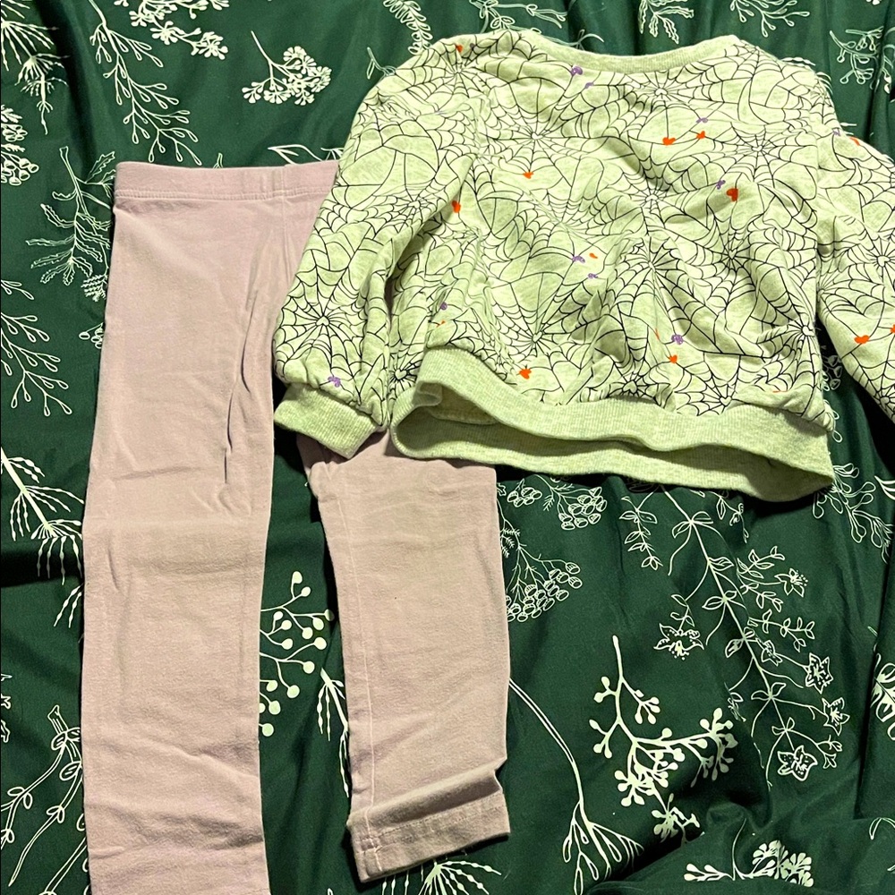 Carter's 4T Spiderweb Sweatshirt and purple legging set
